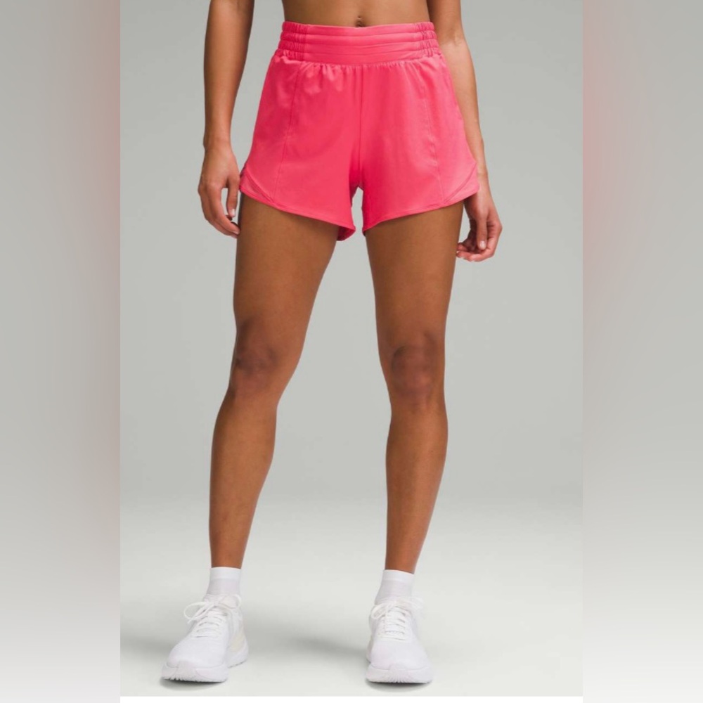 NWT Lululemon Hotty Hot High Rise 4” Lined Glazed Pink Size 4
